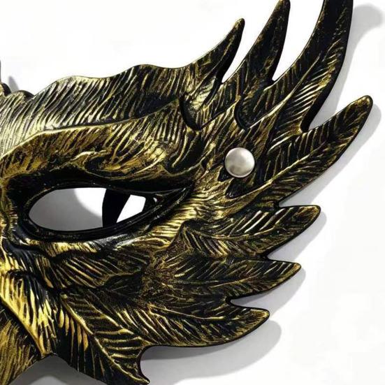 Halloween Cosplay Accessory Eagle Half Face Mask, Vintage Gold Decorative Party Mask Masquerade Gothic Props Venetian