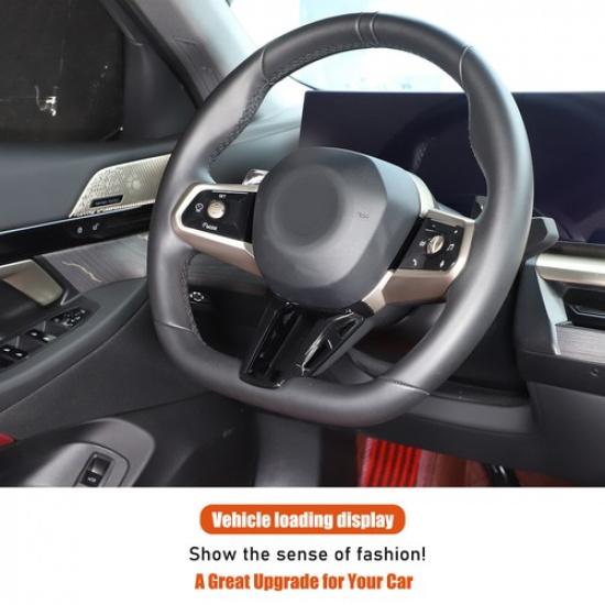 Glossy Black Steering Wheel U-Shape Frame Trim Cover For BMW 5 Series G60 2025+