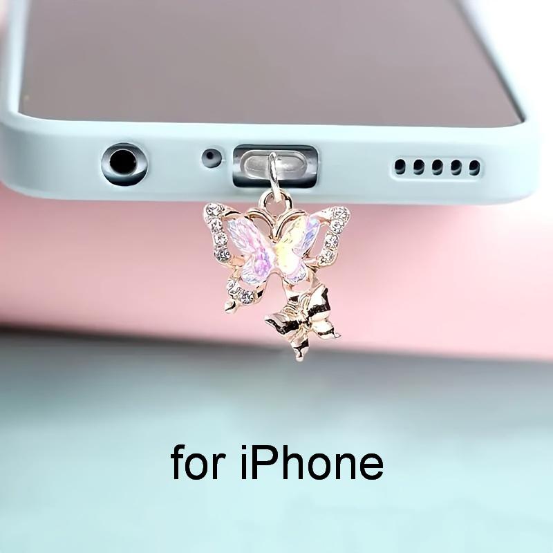 

1 шт. Бабочка с искусственными бриллиантами, украшение для мобильного телефона с портом Type-C, пылезащитная заглушка для мобильного телефона