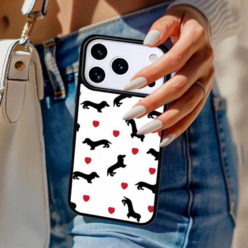 Dachshund Doxie Dogs Hearts Phone Case For iPhone 17 Air 14 15 13 12 Max Cover For Apple 14 15 16 16e 11 Pro Max Plus Coque