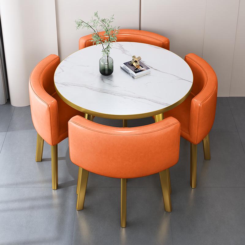 Modern Reception & Meeting Table Set: Office & Leisure Round or Square Dining Table with Chairs.