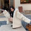 Lamb Wool Coat Women's Winter Thickened Hooded New Imitation Rabbit Fur Plush Light Padded Fur