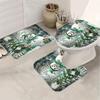4Pcs Bathroom Shower Curtain Set Merry Christmas Winter Print Bathroom Curtain With 12 Hooks Non Slip Rugs Toilet Cover Mat Bathroom Partition