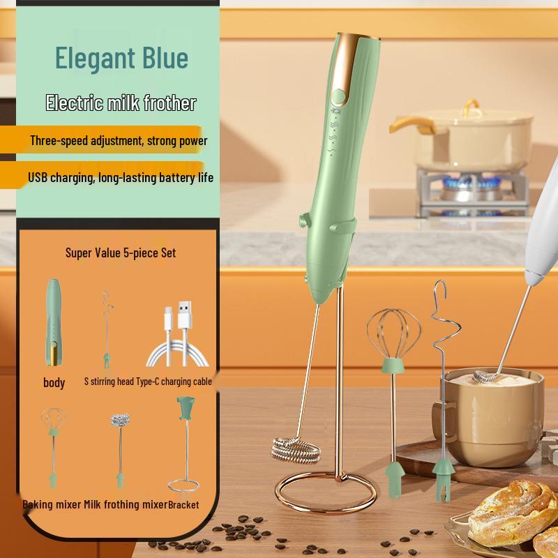 Stylish Electric Handheld Milk Frother & Mixer for Coffee and Eggs