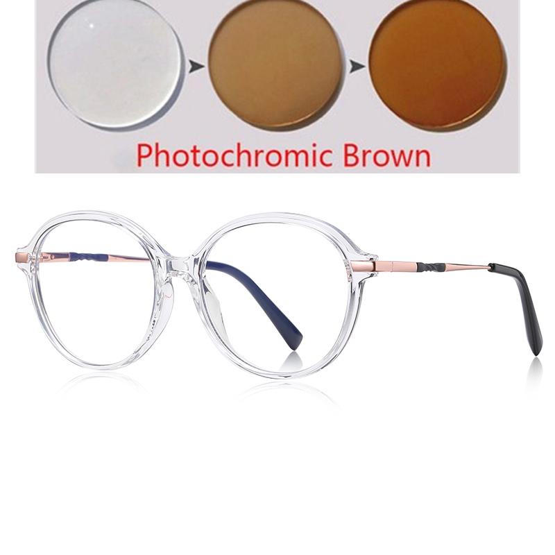 Diopter 0 -0.5 -0.75 To -6.0 Women Round Short-Sight Prescription Spectacles Frame Blue Light Blocker Student Myopes Lunettes