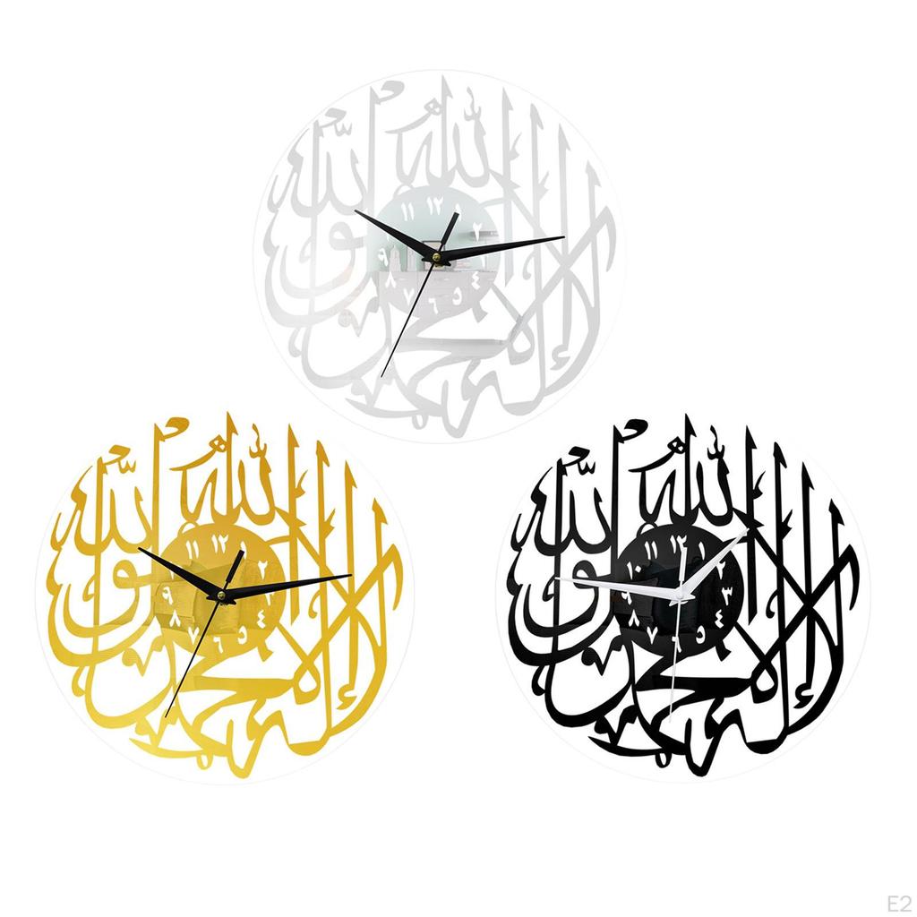Wall Clock Large Mounted Round Acrylic Decor Clocks Ramadan Art