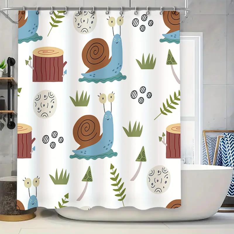 

Snail Bathroom Shower Curtain Decorative Pattern Waterproof Polyester Modern Home Decoration W60H190(CM)-1 Pcs