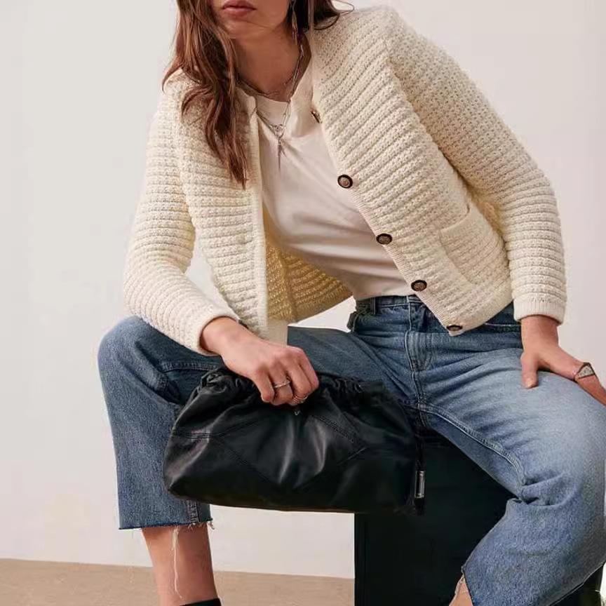 New French Niche Retro Top Casual Single-breasted Knitted Top Jacket Women's Casual Loose Thickened Cardigan