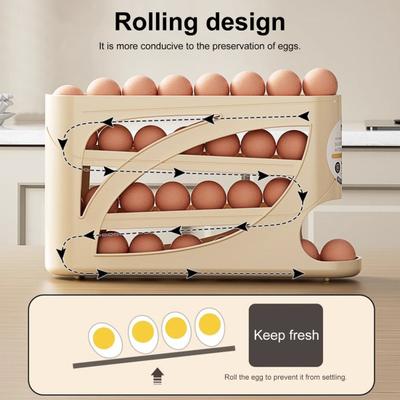 Suporte de Armazenamento de Ovos para Geladeira Multicamadas Grande Capacidade Rolamento Automático Economia de Espaço Bandeja de Ovos para Geladeira