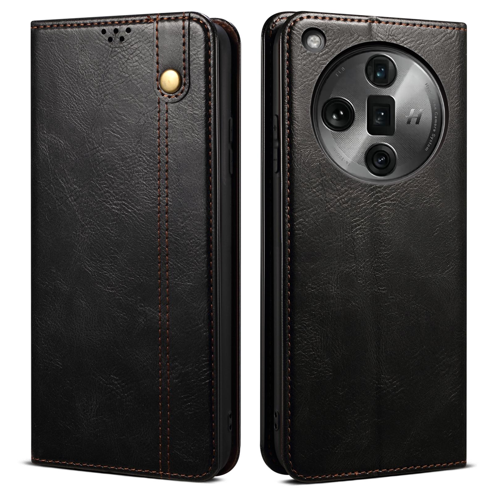 

For Oppo Find X7 5G PU Leather Phone Case Waxy Crazy Horse Texture Protective Cover A