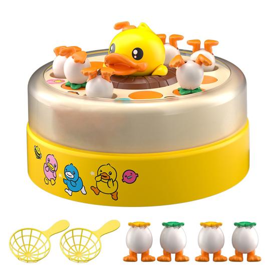 1 Set Bouncing Duck Toy Rotating Turntable Duck Egg Launching Catching Board Game Interactive Toddlers Boys Girls Educational Electric Duck Ejecting