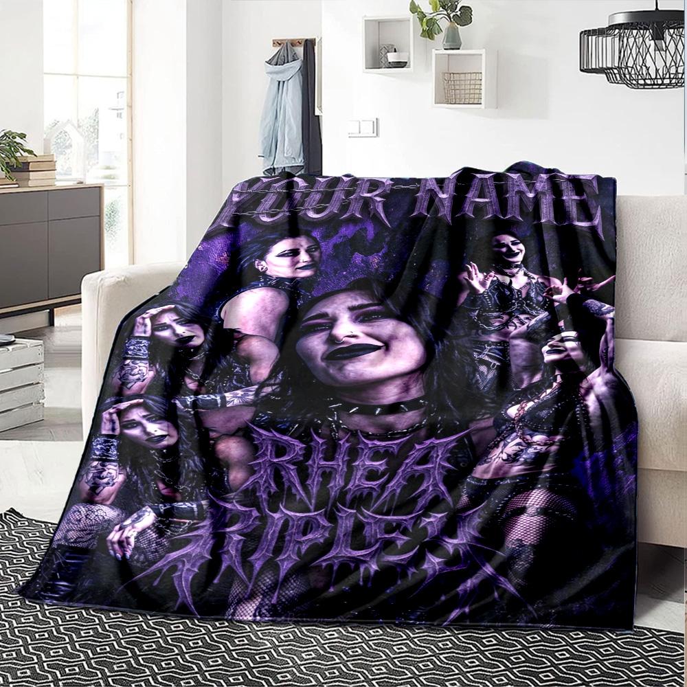 Name Custom Rhea Ripley Print Flannel Blanket High Quality Warm Comfortable Cover for All Seasons Perfect for Gifts Home Decor
