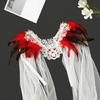 Gothic Feather Shawl Shrug Shoulder Wrap Victorian Lace Collar Halloween Cosplay Costume Accessories for Adult Women