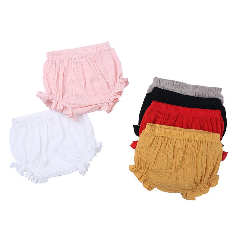Summer Baby Cotton Linen Ruffled Triangle Shorts Loose Comfortable Toddler Bloomers