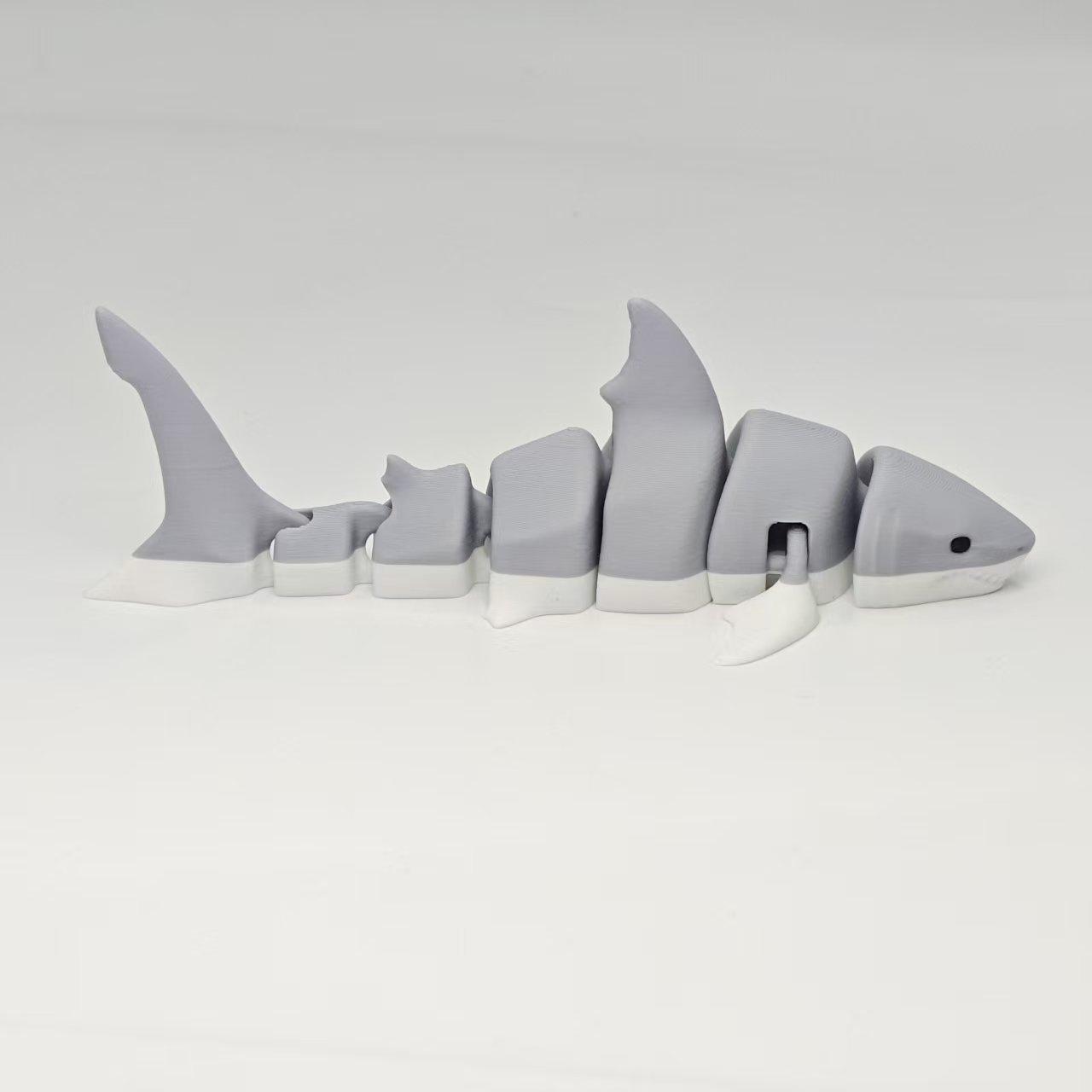 

3D Printed Shark Toy Realistic Marine Animal Series White Shark Model Movable Joints Home And Office Desk Ornament Kids Toy Gift