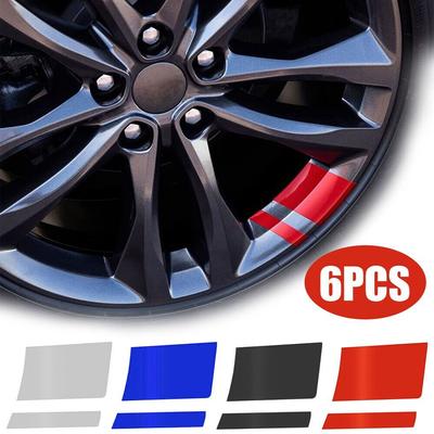 6Pcs Self-adhesive Warning Decals PVC Sign Tape New Reflective Car Wheel Stickers  Auto
