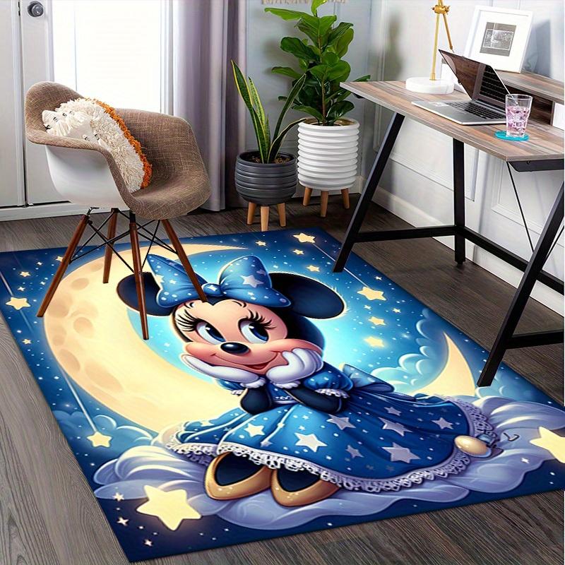 3D Printed Minnie Mouse,Moonlit Night,Starry Sky Anti-Slip Rug - Machine Washable Office Rug for Living Room, Bedroom, Office - Multiple Sizes