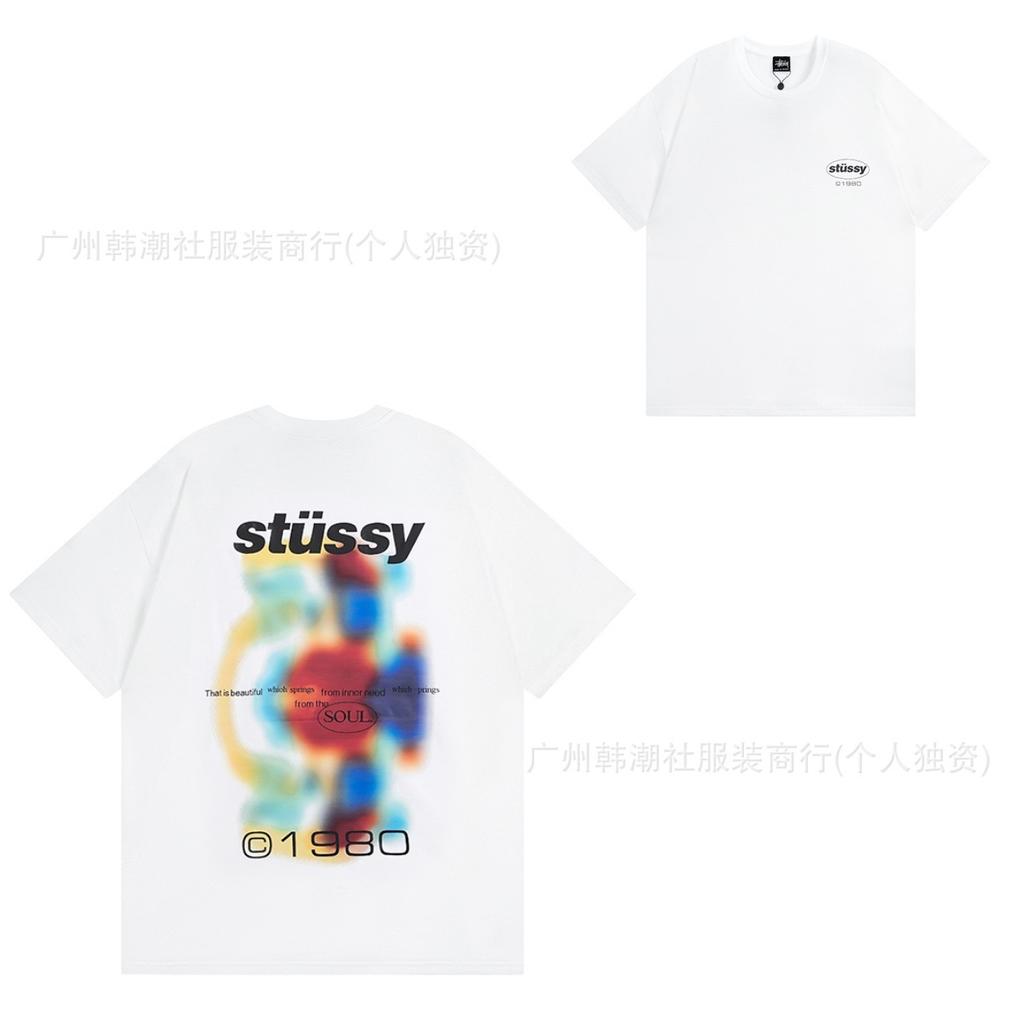 [2] American trendy brand short-sleeved t-shirt black and white collection printed short-sleeved t-shirt casual couple men and women of the same style