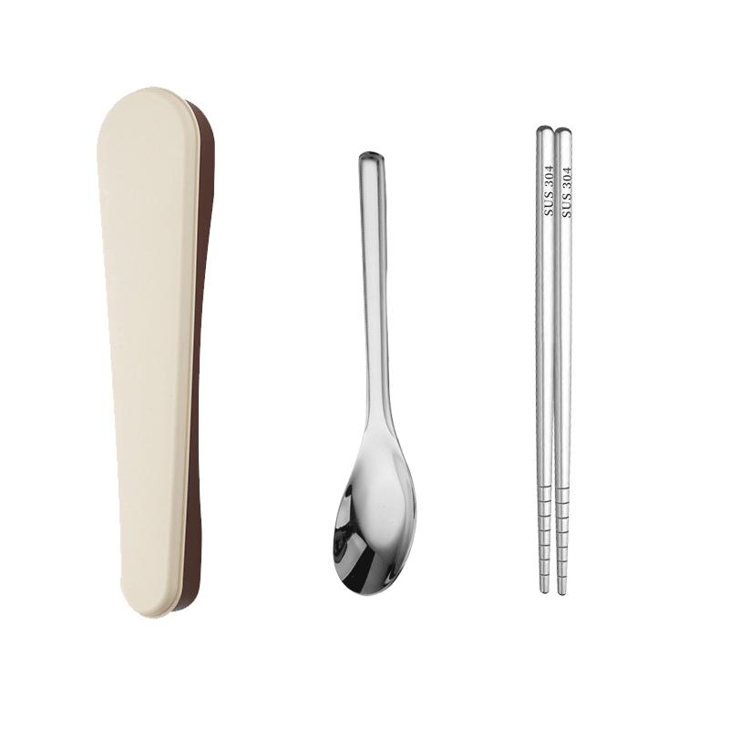 Shihua 304 Stainless Steel Chopsticks And Spoon Portable Cutlery Set, Student Portable Chopsticks And Spoon Storage Box Three-Piece Set