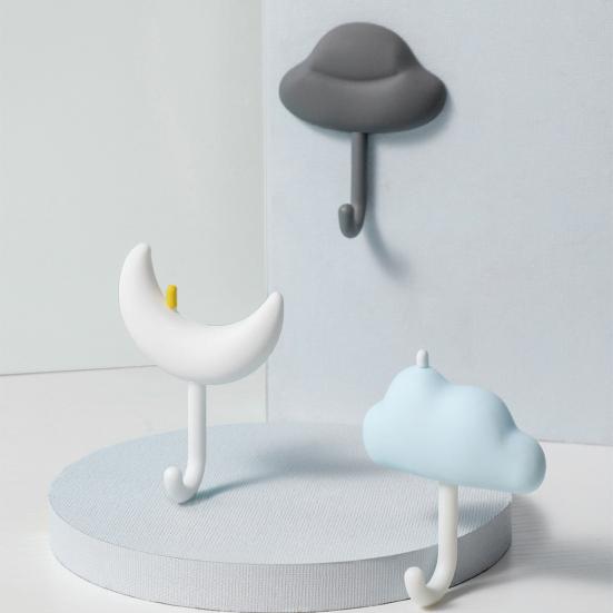 3 ks Roztomilý nástěnný háček Samolepicí Nástěnný Kuchyňský háček Mrak Měsíc Dekorativní háček Věšák na ručníky pro Organizaci Domova Ložnice Koupelny