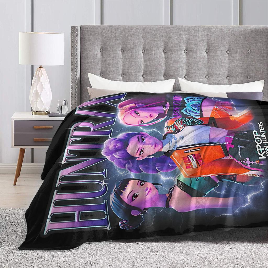 Kpop Demon Hunters  Huntrix  Blanket  Flannel Funny Breathable Throw Blanket for Home Textile Decor