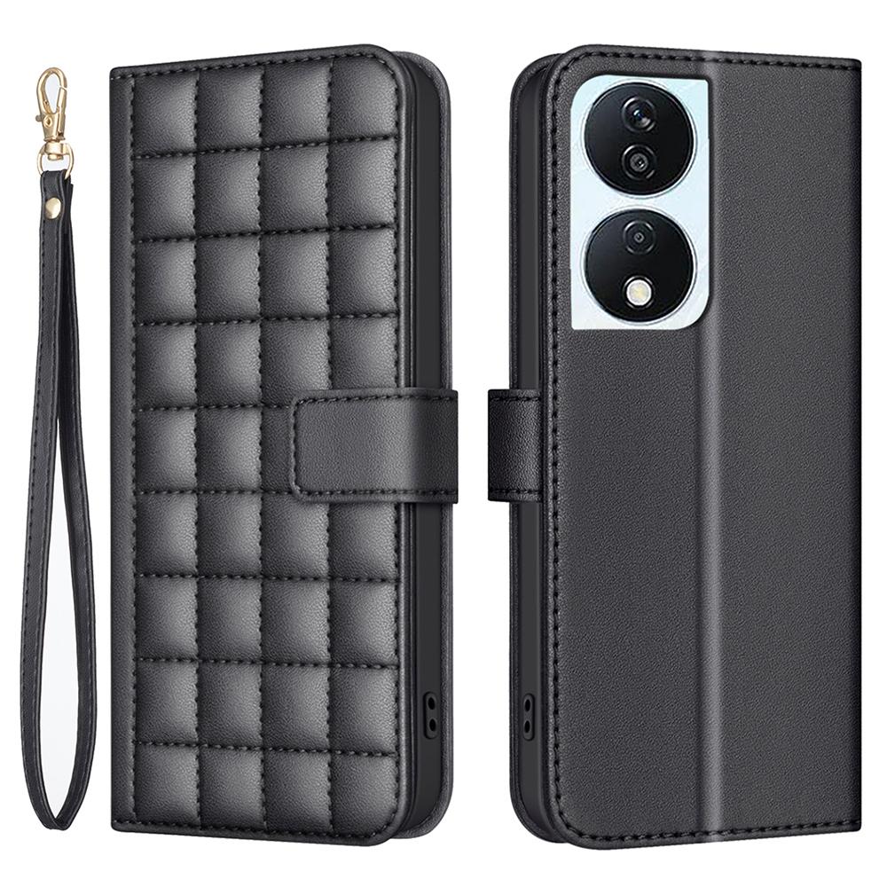 

For Honor 90 Smart/X7b 4G Case Leather Phone Cover Magnetic Clasp Black