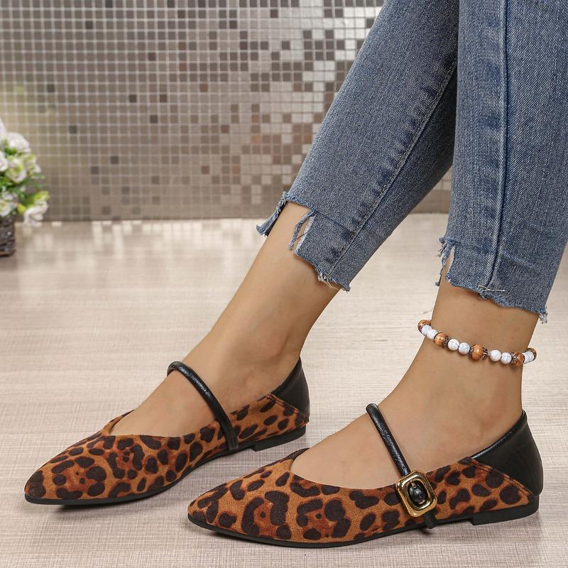 Fashion French Shallow Single Shoes Women's 2025 Summer New Block Heel Vintage Leopard Print Pointed Toe Mary Jane Shoes