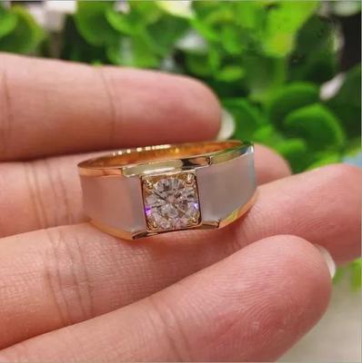 Goud Vergulde Mannen Verlovingsring met Gesimuleerde Diamant - Europese & Amerikaanse Mode Stijl
