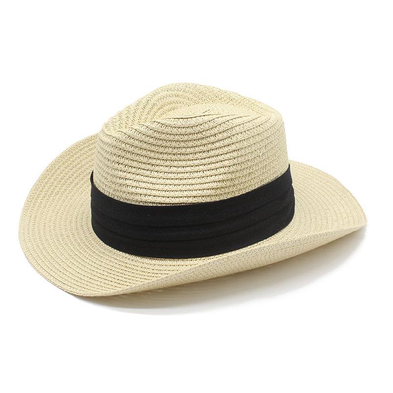 Summer Hat Panama Straw Hat British Top Hat Men'S And Women'S Foldable Sunshade Beach Hat Sunscreen Hat