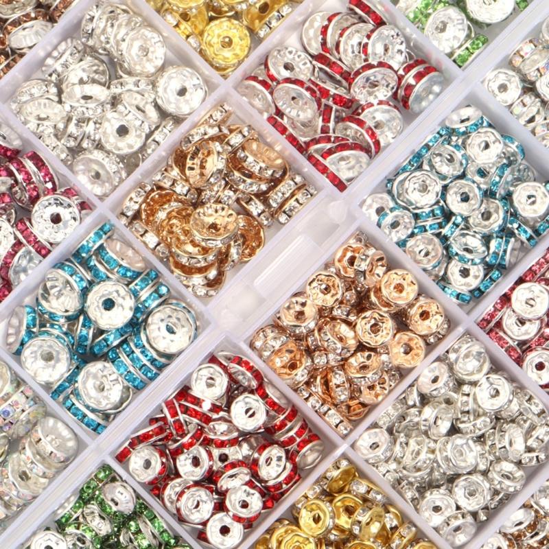 Rhinestones Rondelle Spacer Beads Delicate Rondelle Beads with Sparkling Crystals for Elegant Jewelry Creations