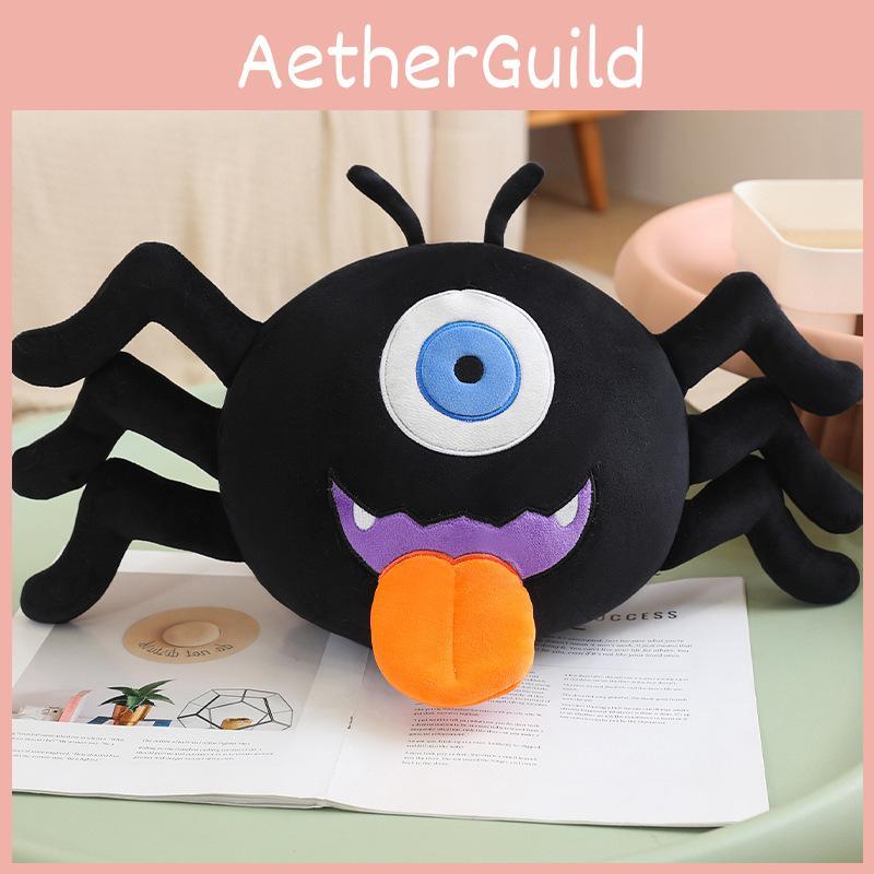 One Eyed Black Spider Plush Doll Animal Stuffed Toy Halloween Children Gift Room