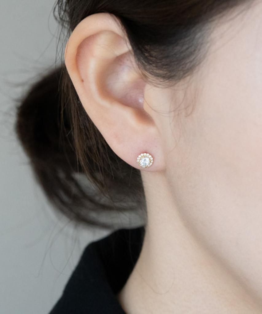 Alleun Silver 925 Cubic Round Bold Silver Earrings