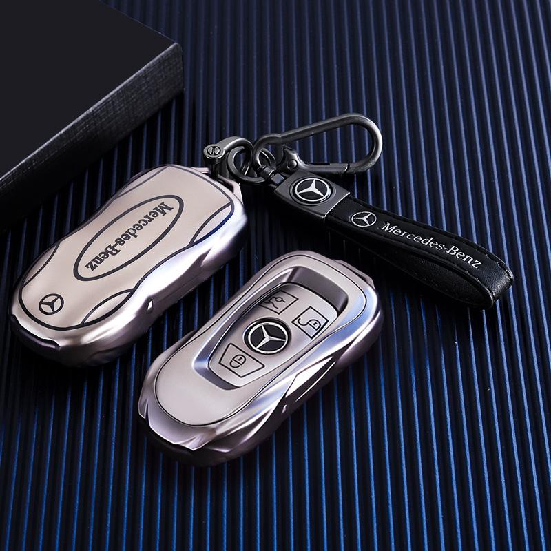PZQ2 Leather Car Key Case Cover Fob Protector for Mercedes Benz GLC300L E30 W207 A C E S G GLS Class W177 W205 W213 W222 G63 X167 AMG