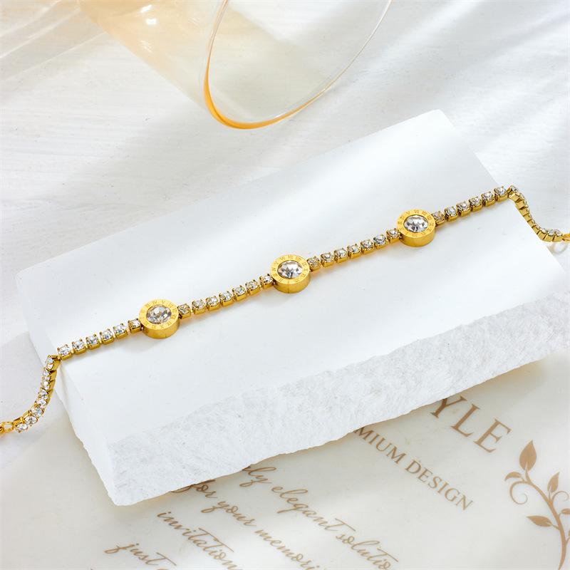 gold crystal tennis bracelet for women
