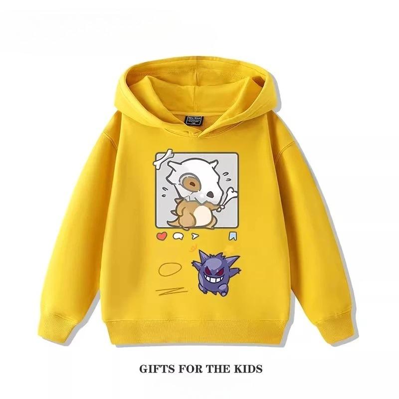 

Милая одежда в японском стиле для осени и зимы, детские толстовки с капюшоном с узором из серии «Покемон» для мальчиков и девочек 100
