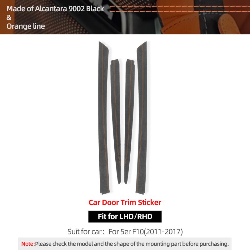 For BMW F10 Series 5 Made of Alcantara Car Interior Door Panel Trim Strip Performance Frame Sticker 4pcs Auto Tuning Accessories