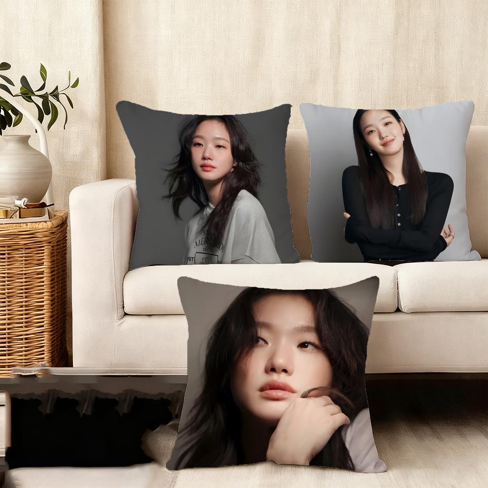 Kim Go Eun Cushion Cover Soft Plush Fabric Double-Sided Printed Sofa Cushion Cover For All Seasons Home Decor Gift