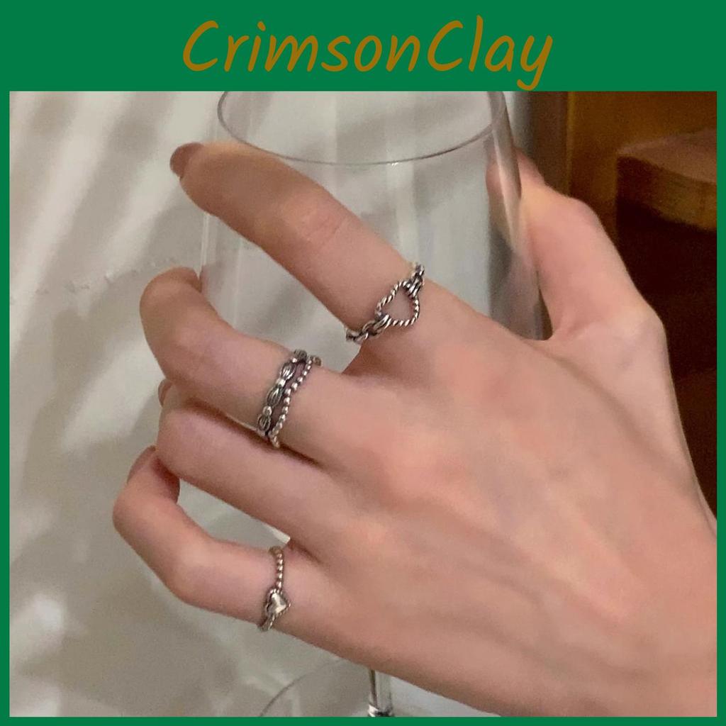 Retro Copper Heart Shaped Ring For Women Chic Adjustable Fashionable And Versatile Accessory