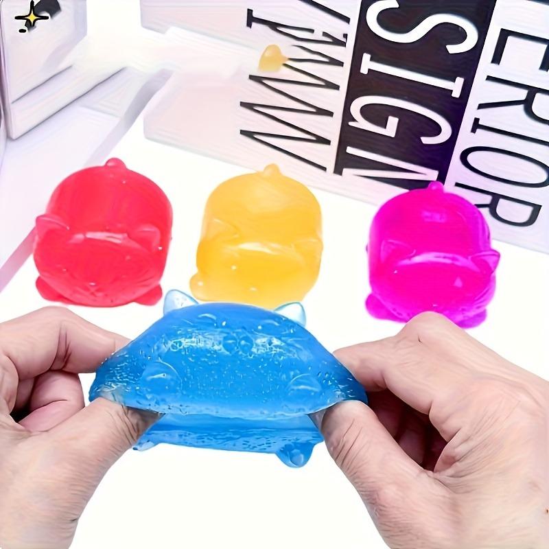 Cute Cat Squishy Stress Ball Transparent Squeeze Fidget Toy for Anxiety Relief