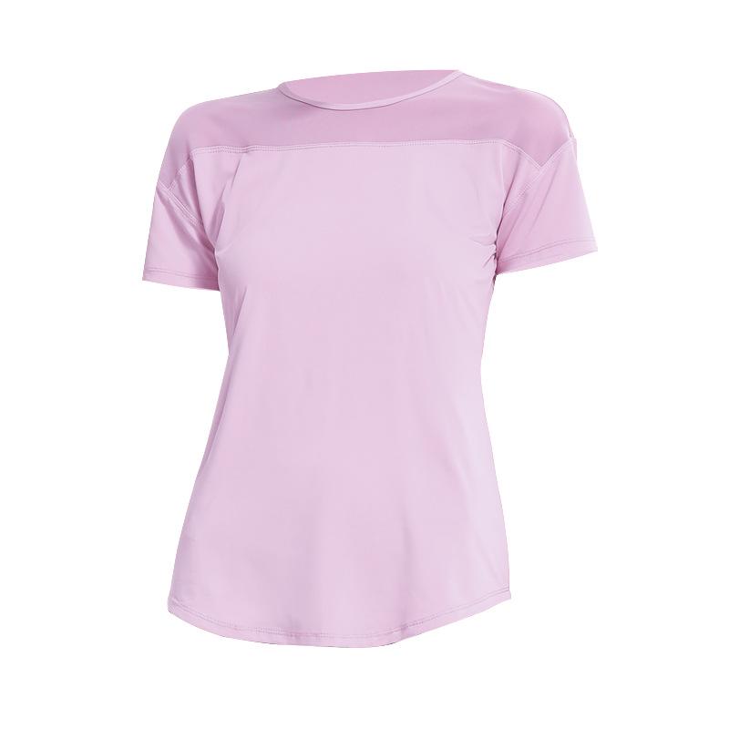 

Women s Mesh Breathable Yoga Top: Quick-Drying, Hollow Out Back, Loose Fit, Short Sleeve L світло-фіолетового кольору