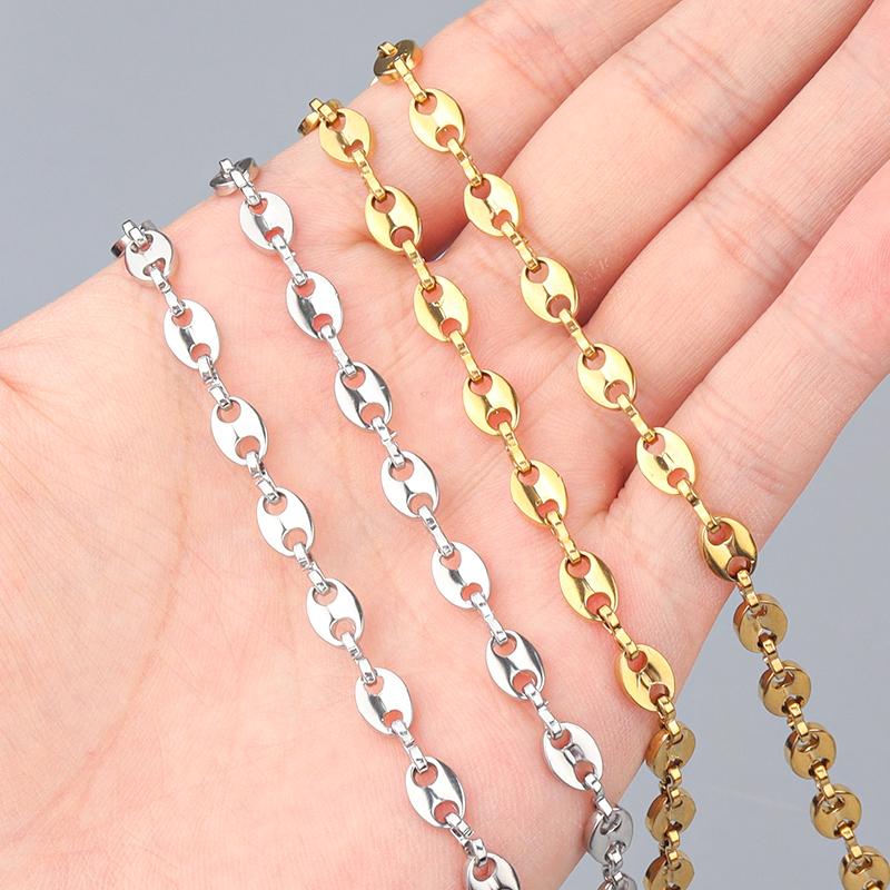 1Meters Stainless Steel Chain Pig Nose Chains Coffee Bean Chains For Jewelry Making DIY Bracelet Necklace Chain Supplies
