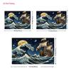 2D Starry Night Pirate Ship Backdrop Big Ocean Waves & Moonlight Background for Studio