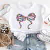 Fashionable Printed Clothes Kawaii Cute and Funny 90s Cartoon Bow Print Short Sleeved Sweet Summer Round Neck Top T-Shirt