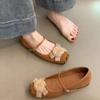 Sheepskin version~ Xiaoxiangfeng camellia leather Mary Jane single shoes women's autumn ballet style flat shoes ballet shoes ladyshoes