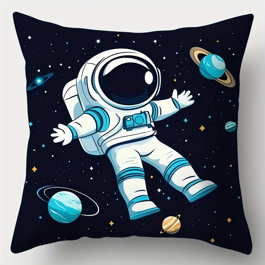 4Pcs Set, Sofa Cushion Cover, Astronaut Style Pillowcase, 17.7 Inches * 17.7 Inches, Single-Sided Printed, Home Decor, Sofa Lumb