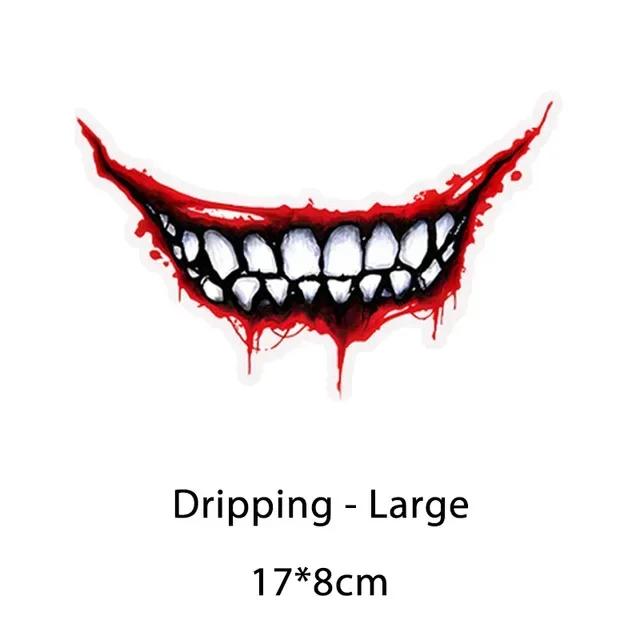 Evil Teeth and Tongue Motorcycle Helmet Fuel Tank Stickers Racing Body Window Funny Decoration Universal Vinyl Decals Universal