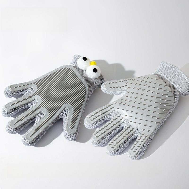 Silicone Fabric Cat Massager Grooming Glove Dog Shedding Hair Brush Pet Bath Cleaning Supplies Comb Double Sided Gloves Pet Application Hair Remover