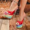 Nowe Seksowne Szpilki Wysokie Obcasy Damskie Kapcie Styl Design Kolorowe PVC Przezroczyste Klapki Bankietowe Damskie Buty