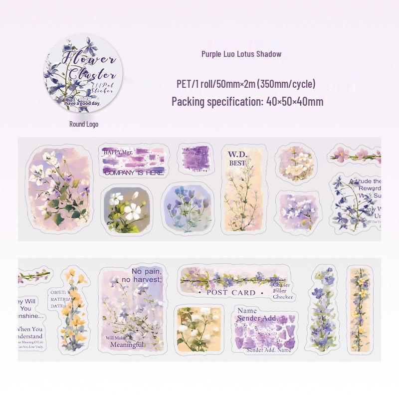 Retro Floral Die-cut Washi Tape: Beautiful Day Flower Sketch Series for Journaling and DIY Decoration Stickers