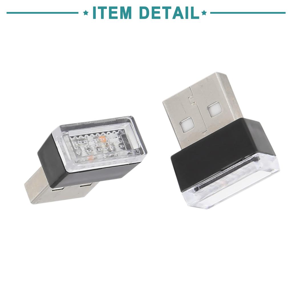 ACROPIX LED Light Atmospheric Environment Lamp Car Interior Accessories USB Pink Black Silver Tone 2pcs